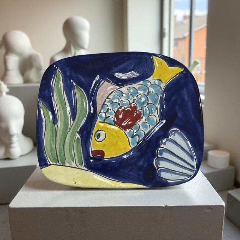 Vintage La Musa Ceramic Fish Plate Trivet - Made In Italy